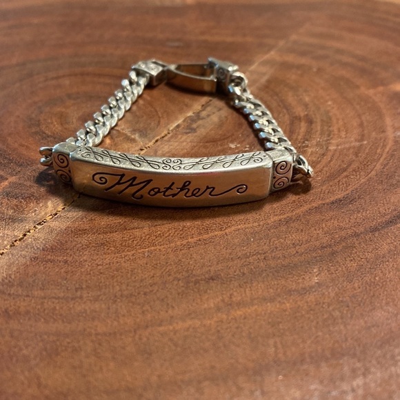 BRIGHTON vintage‎ “Mother” etched silver ID style link bracelet - Picture 2 of 5